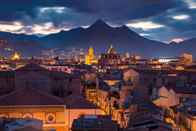 Palermo at night, Sicily, Italy